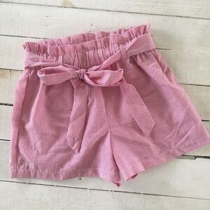 HAVE Light Red Pinstripe Paperbag Shorts